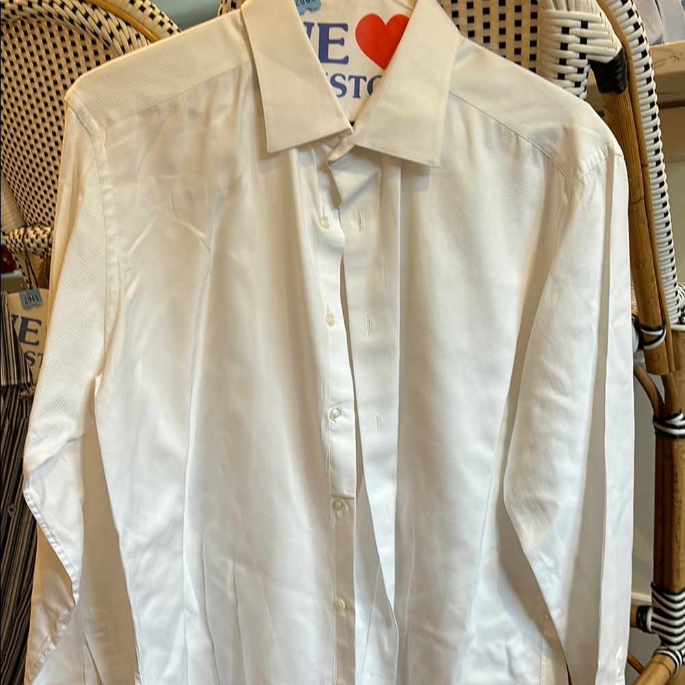 David Donohue mens white dress shirt 18 36/37